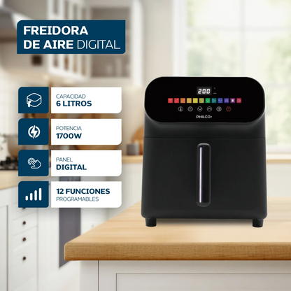 Freidora de Aire Philco FR256PH 6L 1700W Negra